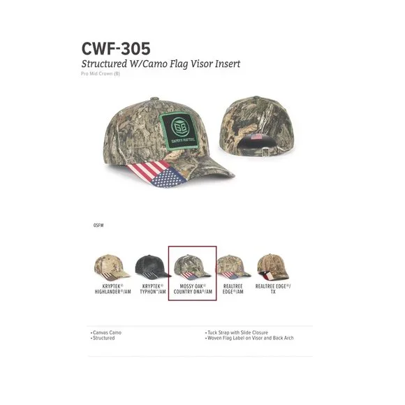 Mossy Oak Camo Baseball Cap JGM Valve Tuck Strap USA Flag - Picture 7 of 8